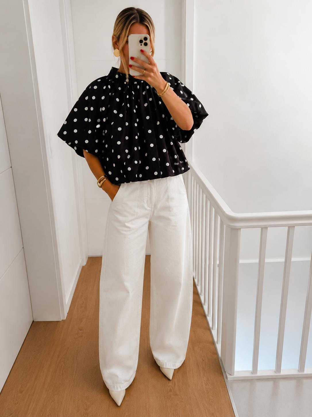 Blouse à pois - Noir