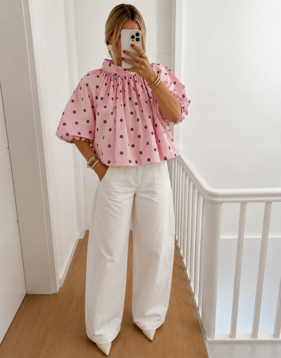 Blouse à pois - Rose